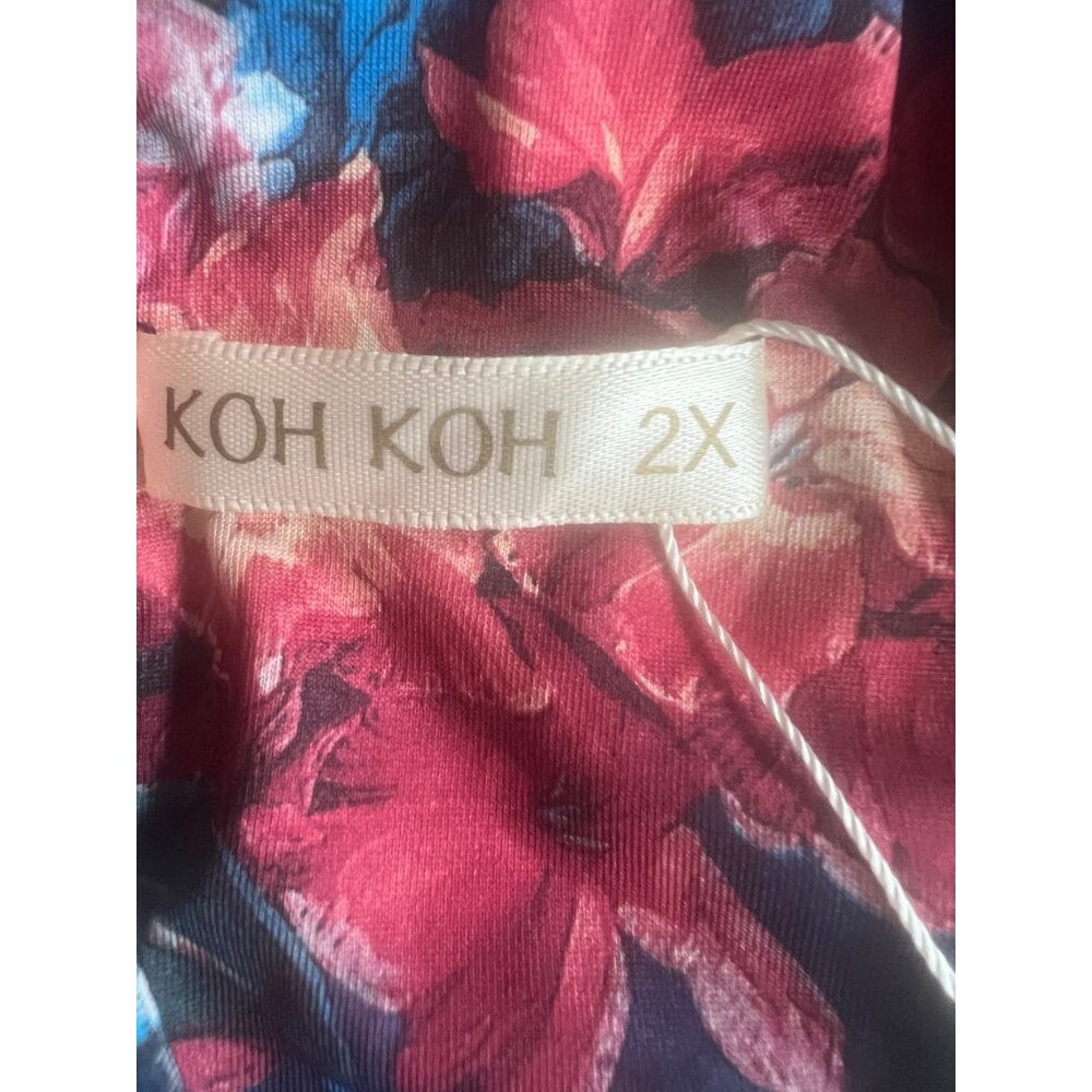 Koh Koh Womens Floral High Neck Maxi Dress Sleeveless Dark Blue Multi-Color 2XL - Picture 5 of 16